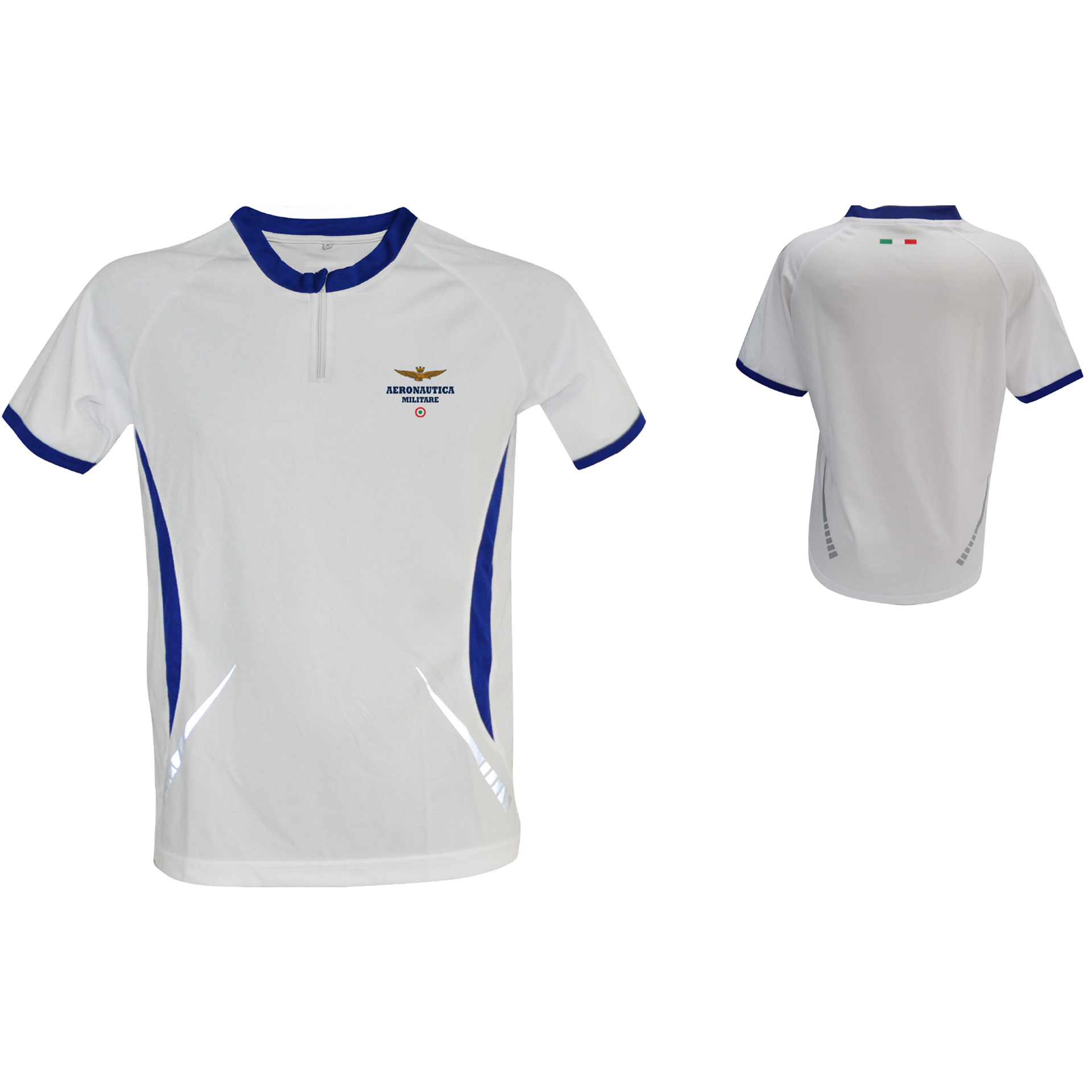T-SHIRT RUNNING CON ZIP, LOGO STAMPATO, 100% POLIESTERE A.M.